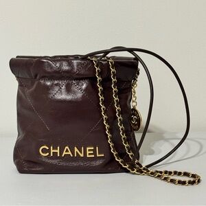 Quilted Leather Mini Pouch Bag.